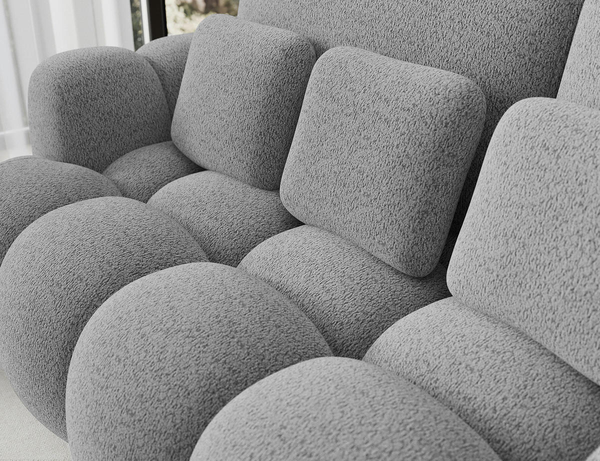 SCHLAFSOFA Bouclé Grau  - Schwarz/Grau, Design, Kunststoff/Textil (256/105/119cm) - MID.YOU