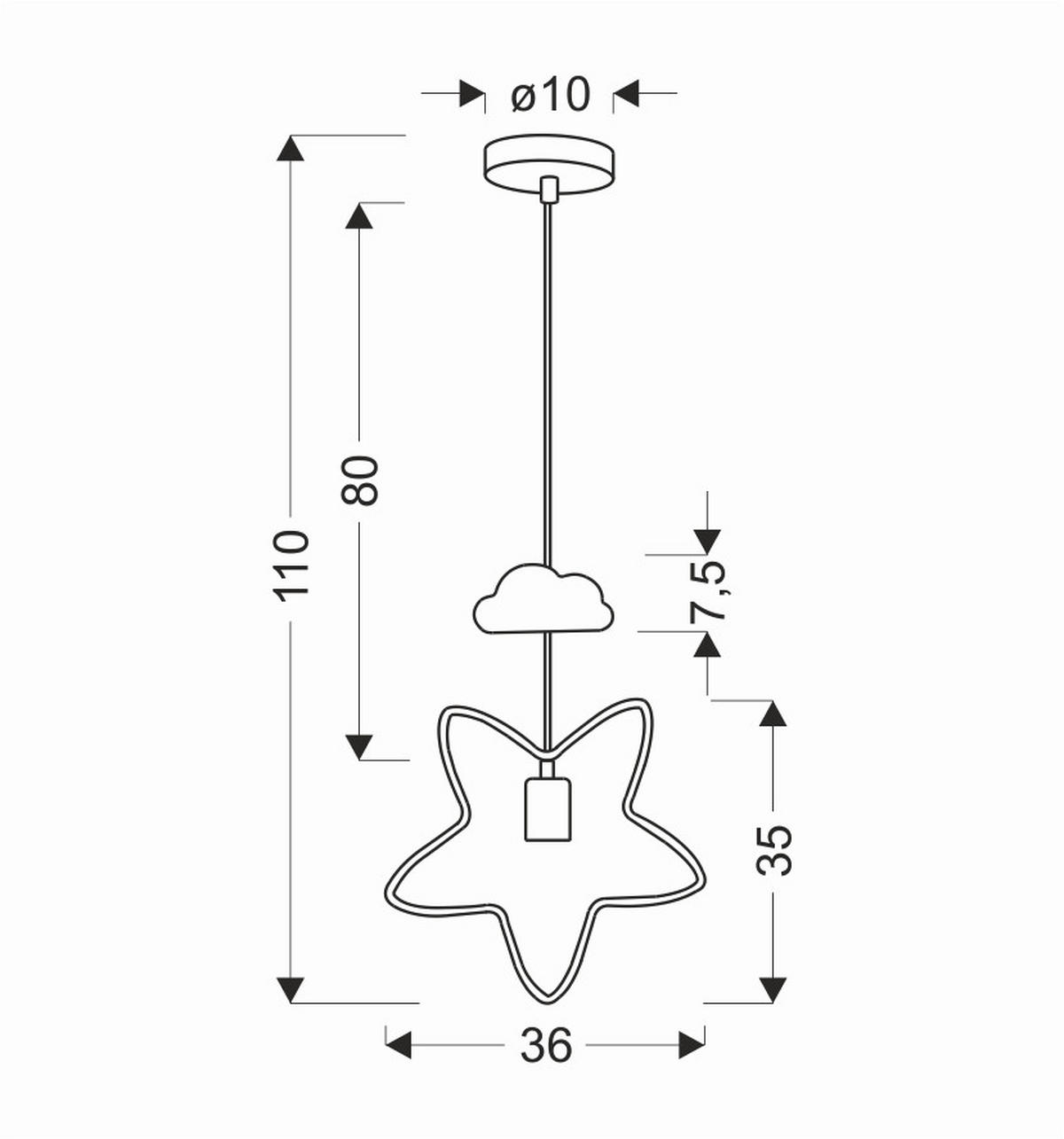 HÄNGLAMPA FÖR BARN Single 36/10/110 cm  - vit/svart, Basics, metall/trämaterial (36/10/110cm)