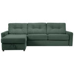 ECKSOFA Dunkelgrün Webstoff Rückenkissen, Bettkasten, Schlaffunktion, Rücken echt, Matratze  - Dunkelgrün/Schwarz, KONVENTIONELL, Kunststoff/Textil (160/270cm) - Carryhome
