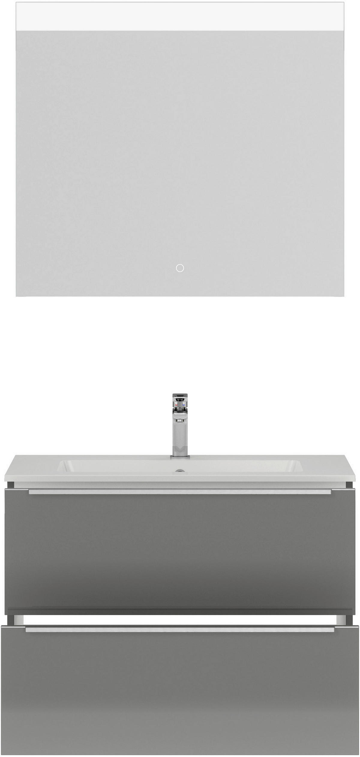 BADEZIMMER 3-teilig  in 81 cm  - Schieferfarben/Edelstahlfarben, MODERN, Holzwerkstoff/Stein (81cm) - Nobilia