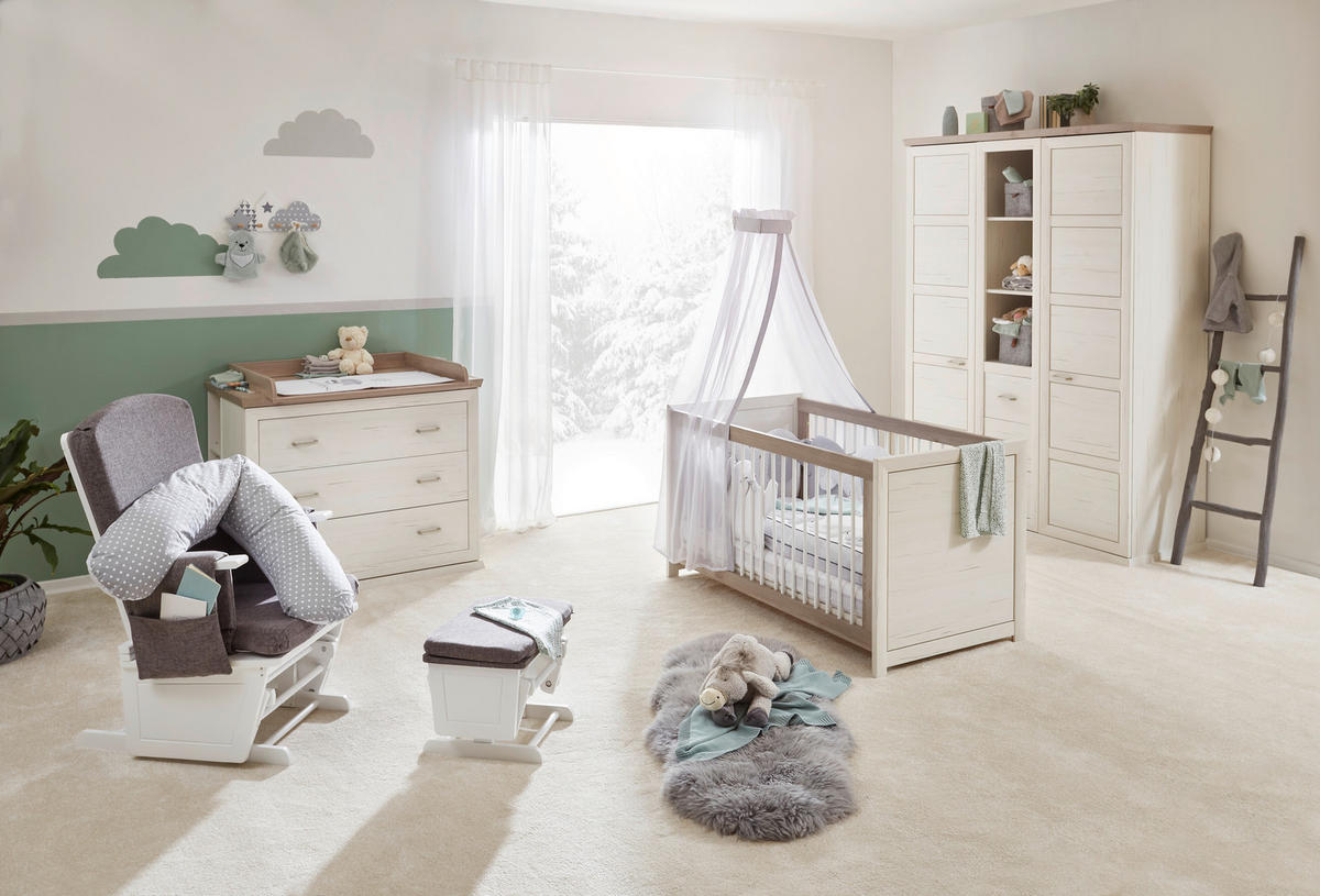 BABYKLEIDERSCHRANK Camron Grau, Weiß  - Weiß/Grau, Natur, Holzwerkstoff/Kunststoff (154/209,2/60,2cm) - My Baby Lou