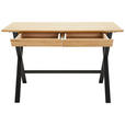 SCHREIBTISCH 120/65/76 cm  in Schwarz, Eichefarben  - Eichefarben/Schwarz, Natur, Holz/Metall (120/65/76cm) - Linea Natura