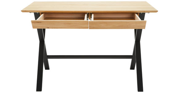 SCHREIBTISCH 120/65/76 cm  in Schwarz, Eichefarben  - Eichefarben/Schwarz, Natur, Holz/Metall (120/65/76cm) - Linea Natura