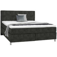 BOXSPRINGBETT 180/200 cm  in Dunkelgrau  - Chromfarben/Dunkelgrau, Konventionell, Kunststoff/Textil (180/200cm) - Voleo