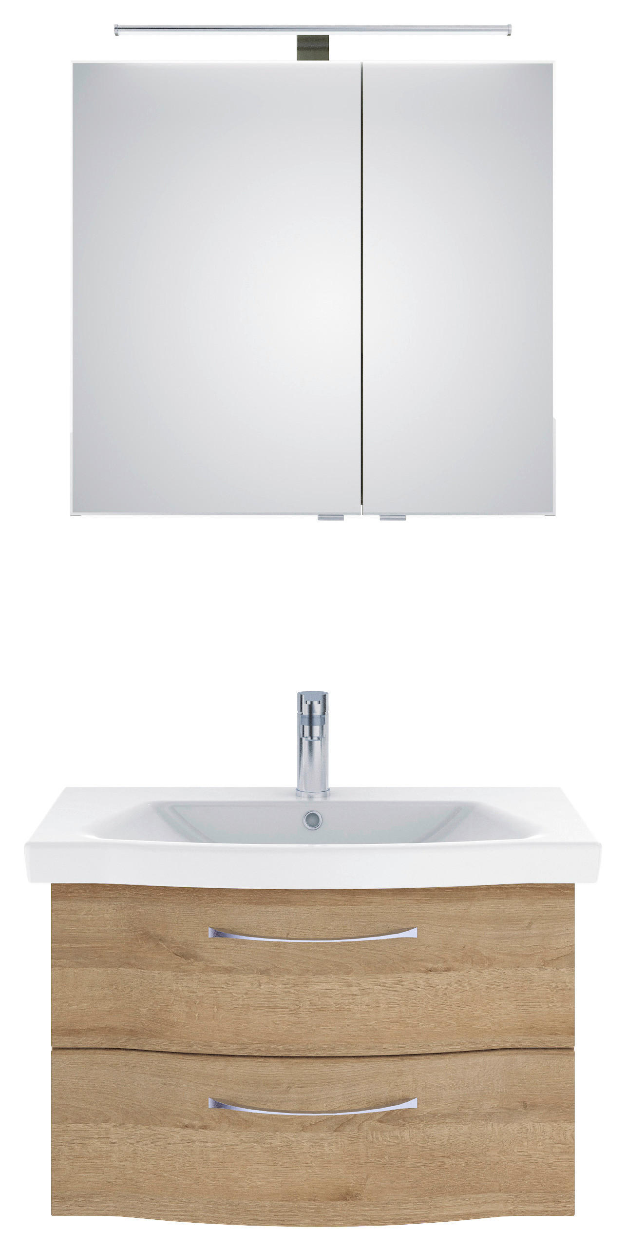 BADEZIMMER 3-teilig  in 82 cm  - Chromfarben/Eichefarben, KONVENTIONELL, Glas/Holzwerkstoff (82cm) - Pelipal