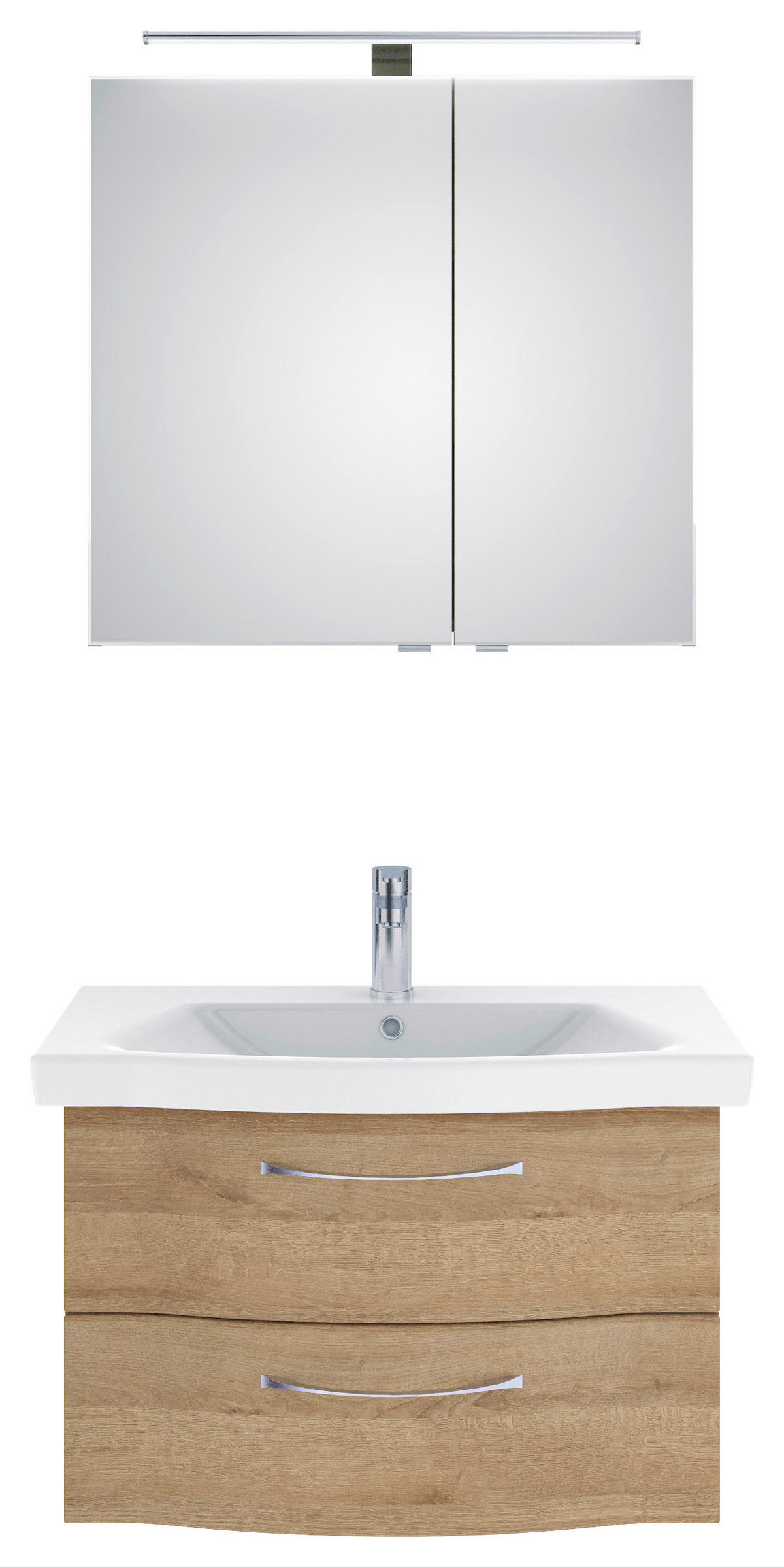 BADEZIMMER 3-teilig  in 82 cm  - Chromfarben/Eichefarben, KONVENTIONELL, Glas/Holzwerkstoff (82cm) - Pelipal