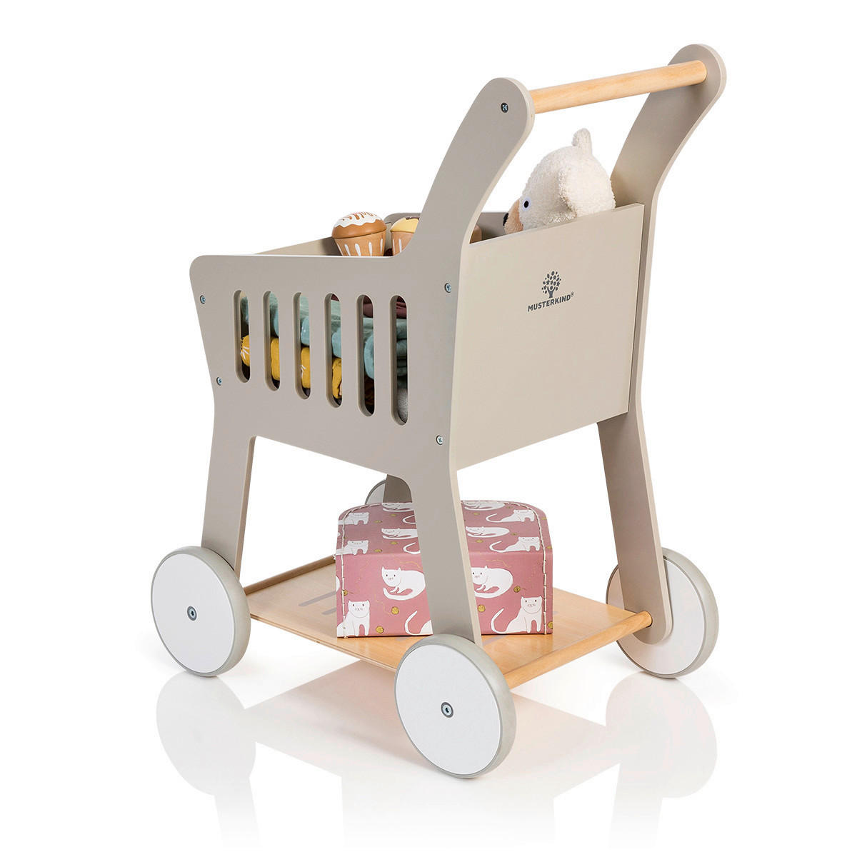 KINDEREINKAUFSWAGEN RUBUS  - Naturfarben/Grau, Basics, Holz/Holzwerkstoff (47/30,5/61cm) - MUSTERKIND