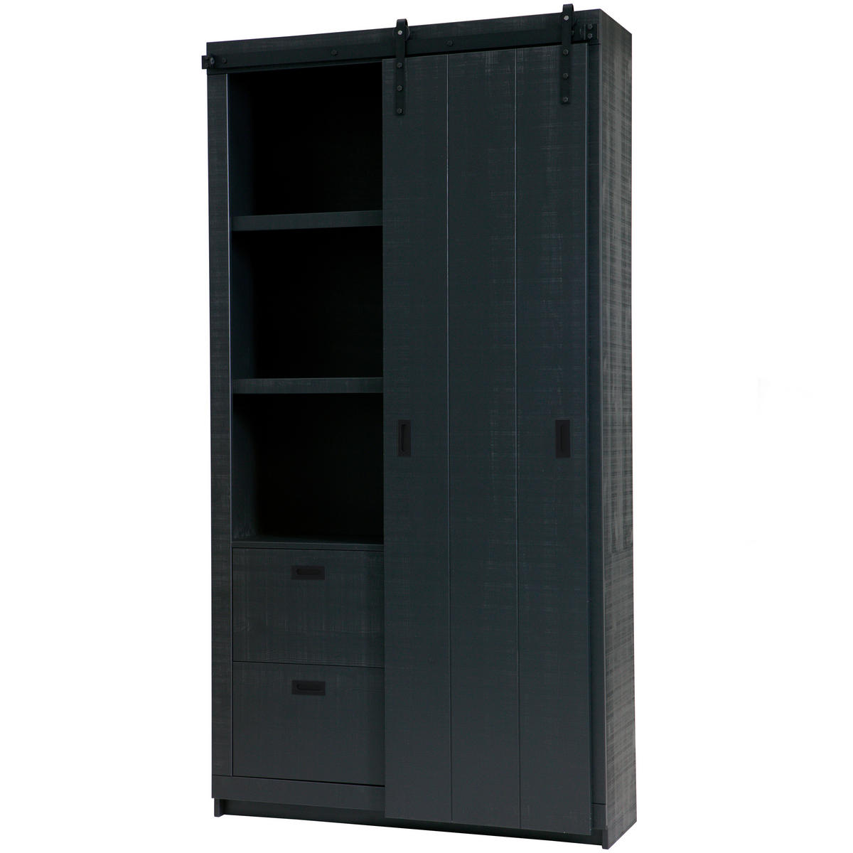 MEHRZWECKSCHRANK 122/230/37 cm  in Schwarz  - Schwarz, Design, Holz/Metall (122/230/37cm) - Livetastic