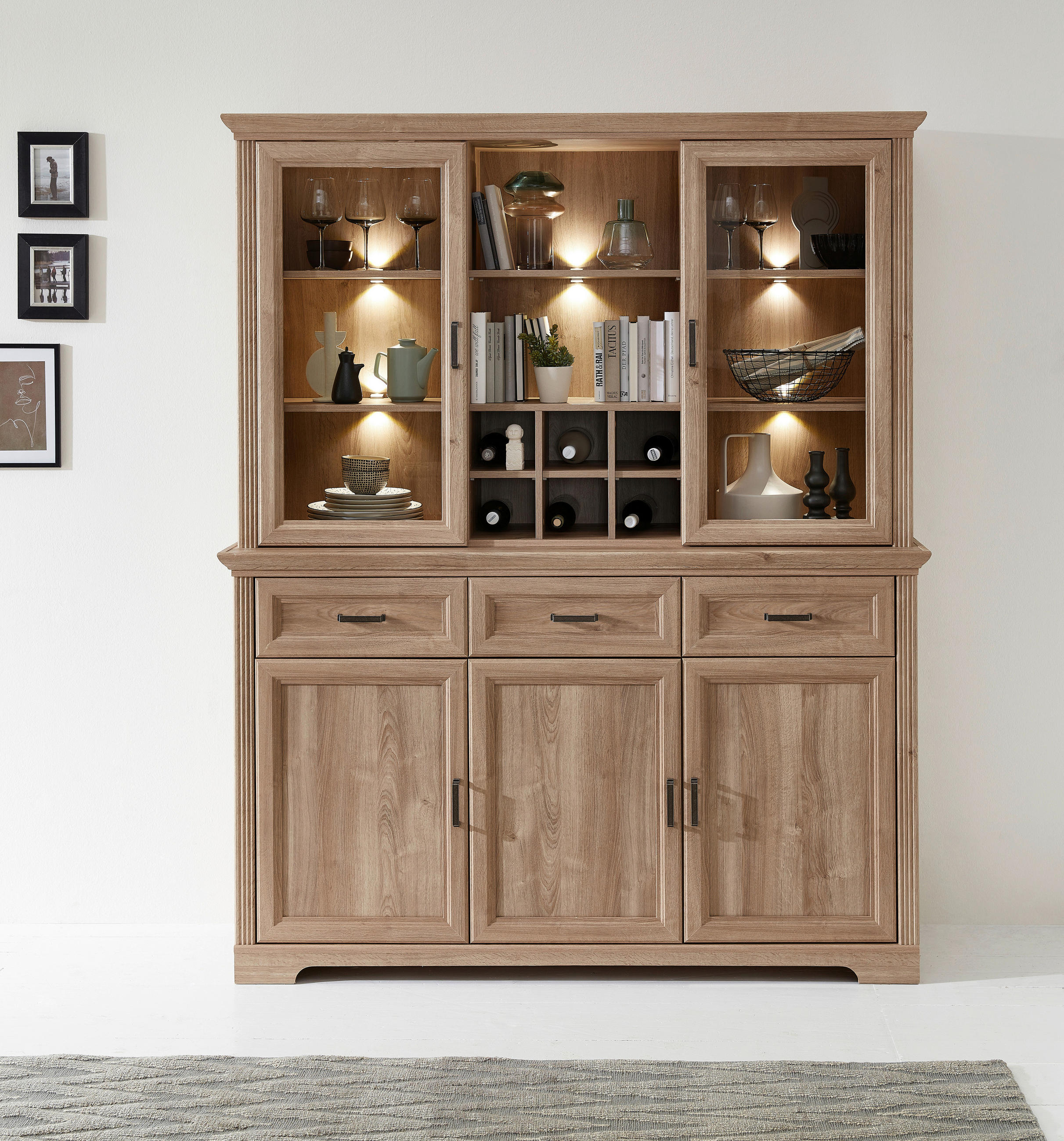 BUFFETAUFSATZ in Eichefarben - Eichefarben, Design, Holzwerkstoff/Metall (166/103/42cm) - MID.YOU