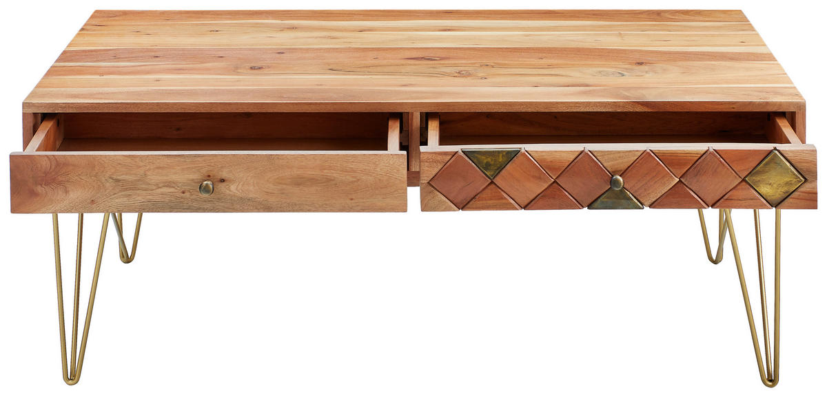 COUCHTISCH in Holz, Metall, Holzwerkstoff 115/60/45 cm  - Bronzefarben/Akaziefarben, Trend, Holz/Holzwerkstoff (115/60/45cm) - Ambia Home