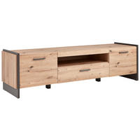 KOMODA POD TELEVIZI, dub artisan, 187/51/41 cm - šedá/dub artisan, Design, kompozitní dřevo/plast (187/51/41cm) - Hom`in