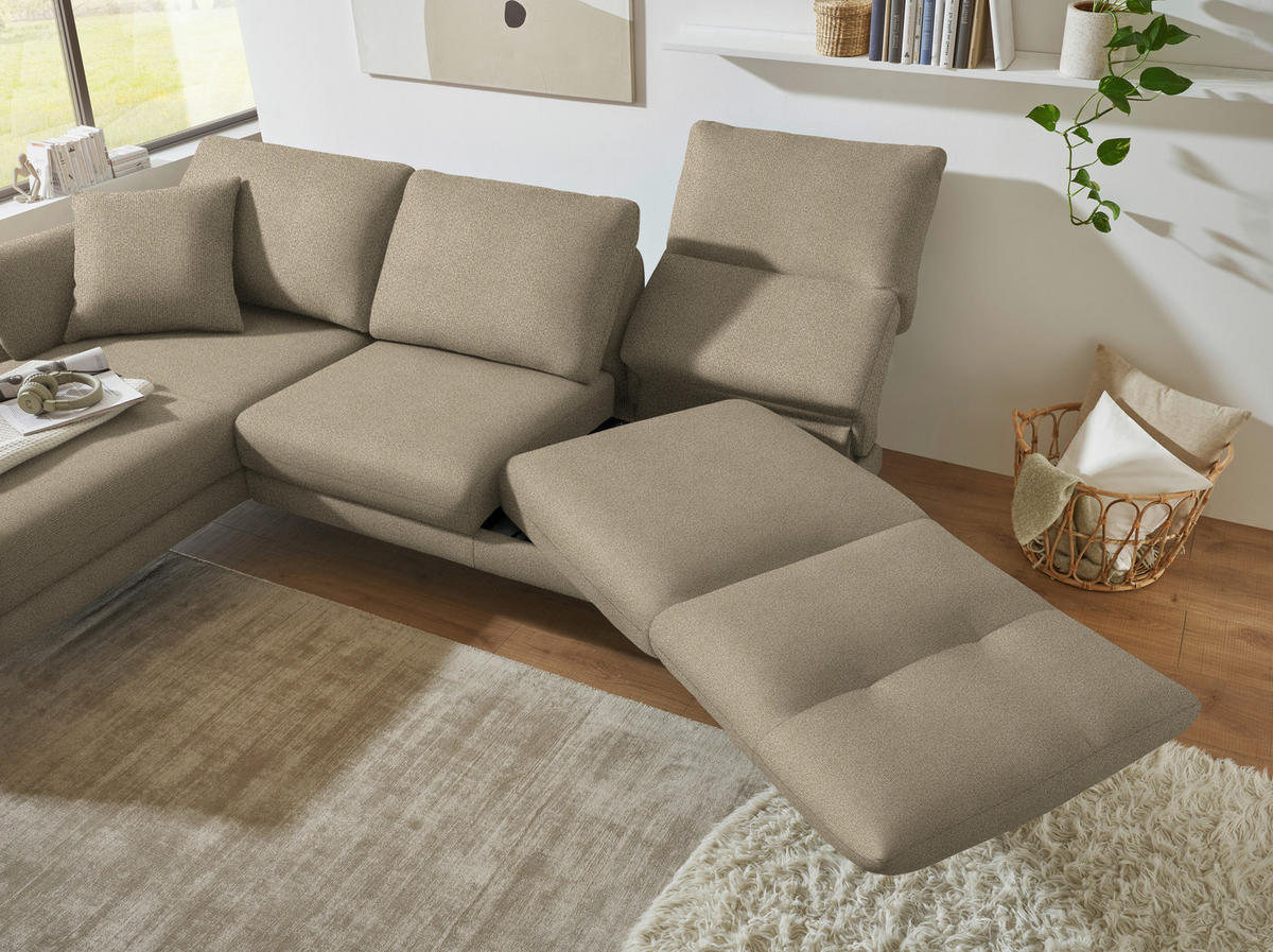 ECKSOFA  in Flachgewebe Hellbraun  175-224/255-365 cm  - Hellbraun/Schwarz, Design, Textil/Metall (175-224/255-365cm) - Dieter Knoll