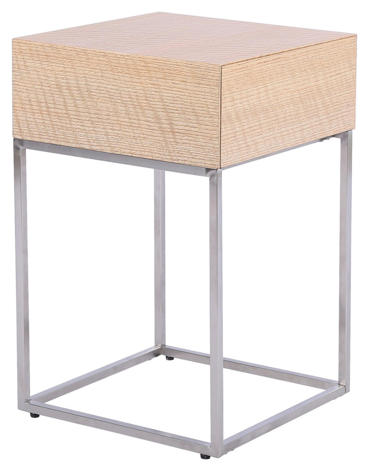 NACHTKÄSTCHEN in furniert Eiche Silberfarben, Eichefarben  - Eichefarben/Silberfarben, Basics, Holz/Holzwerkstoff (40/62/40cm) - Xora