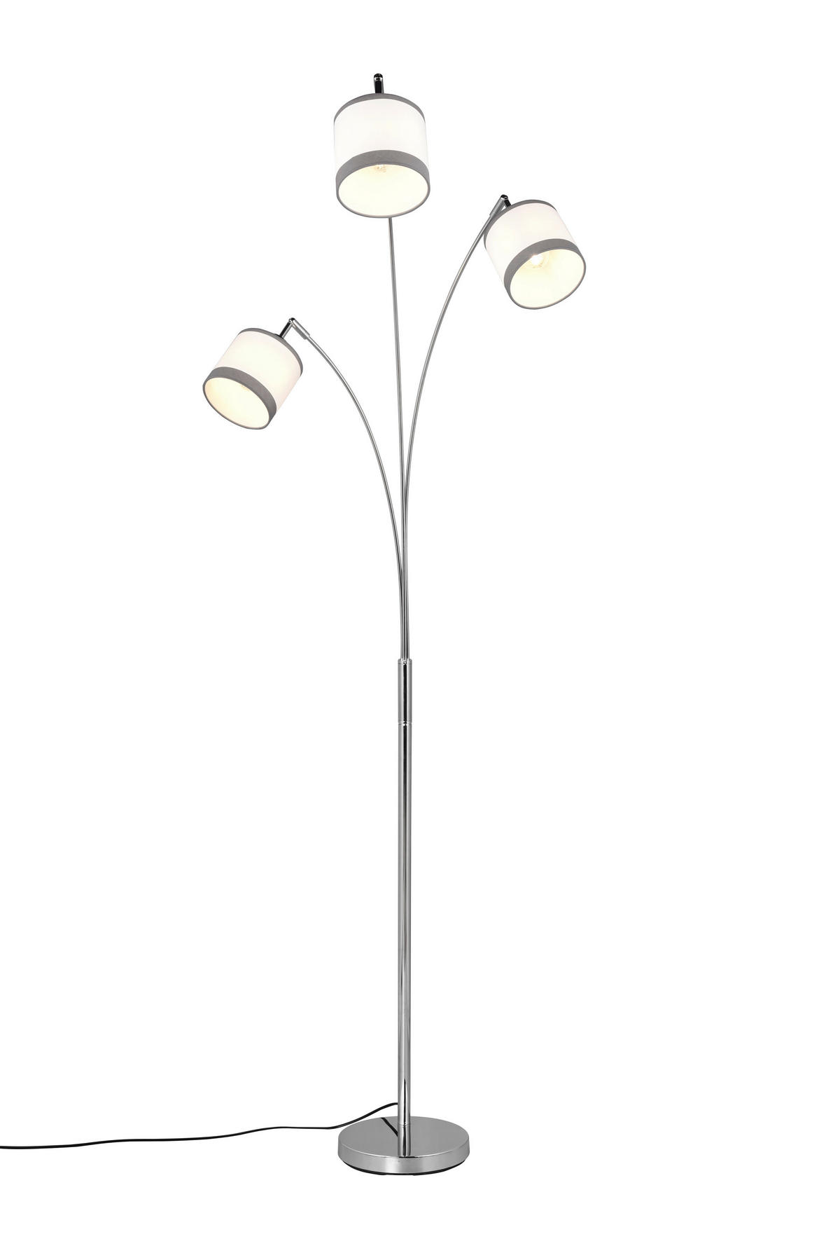 STEHLEUCHTE - Chromfarben/Weiss, Basics, Textil/Metall (12/185cm)