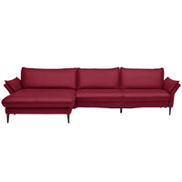 ECKSOFA in Echtleder Rot  - Rot/Schwarz, Design, Leder/Metall (172/334cm) - Valdera