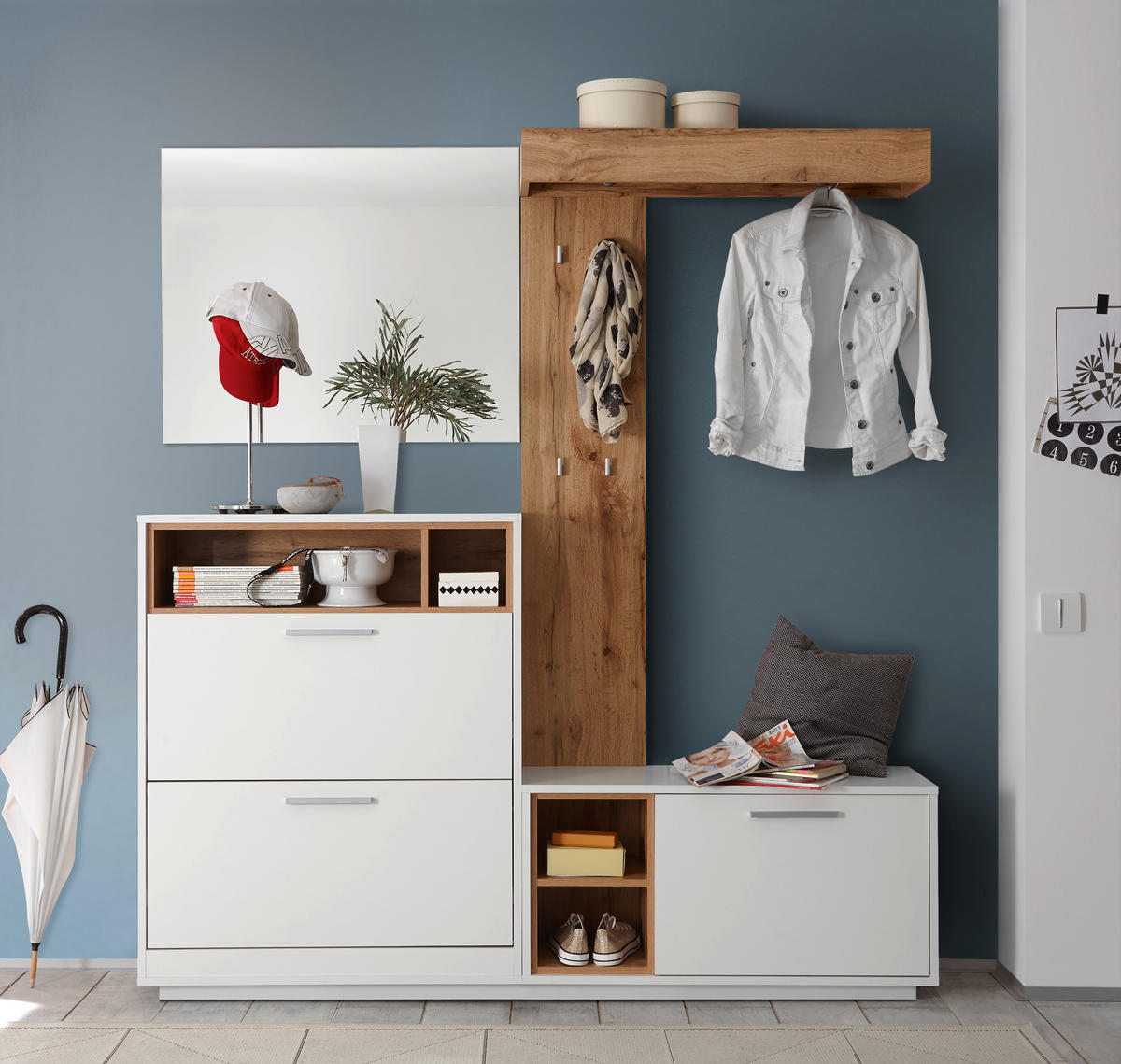 GARDEROBE  in 177/195/32 cm  - Eichefarben/Weiß, Design, Holzwerkstoff (177/195/32cm) - MID.YOU