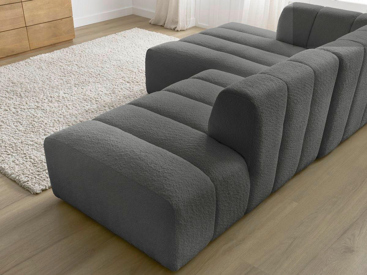 ECKSOFA  ANNECY Dunkelgrau Bouclé  - Dunkelgrau/Schwarz, MODERN, Kunststoff/Textil (170/262cm)