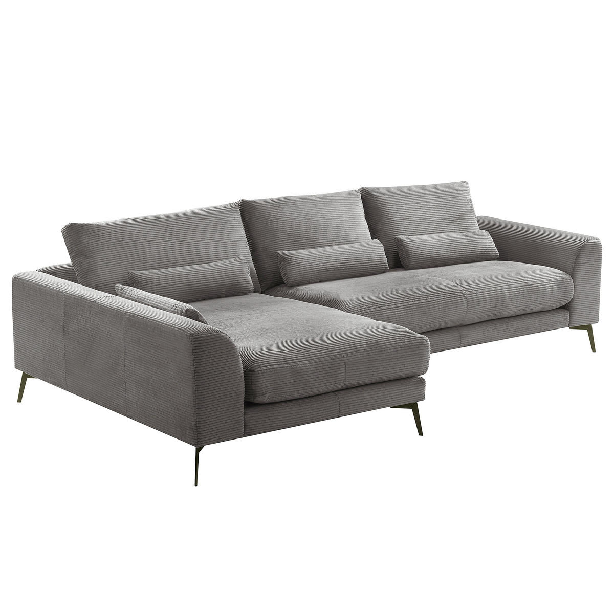 ECKSOFA Grau Cord Nierenkissen, Rückenkissen  - Schwarz/Grau, Design, Textil/Metall (172/313cm) - P & B