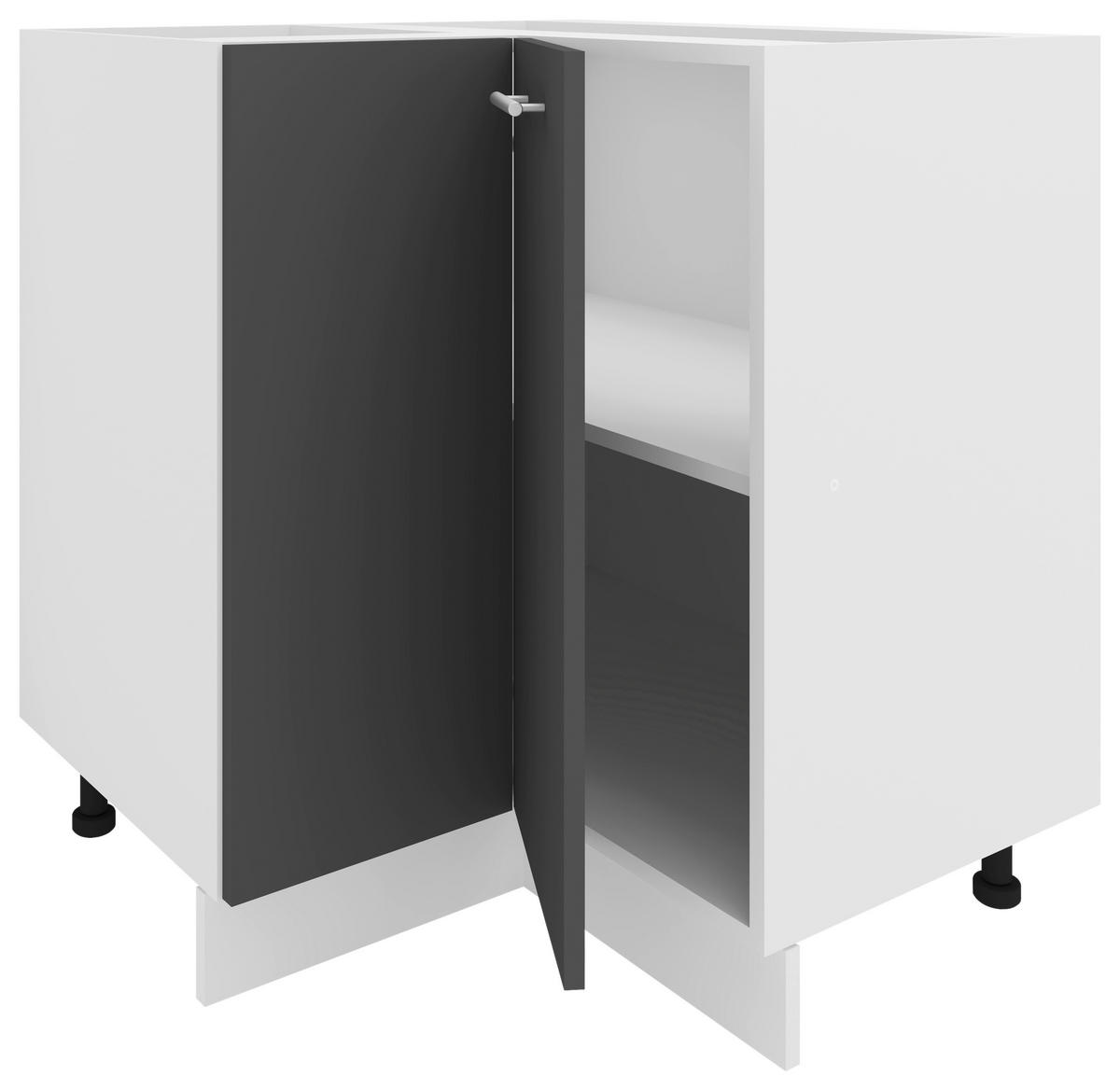 ECKUNTERSCHRANK 76/82/76 cm  - Weiss/Anthrazit, Konventionell, Holzwerkstoff/Metall (76/82/76cm) - MID.YOU