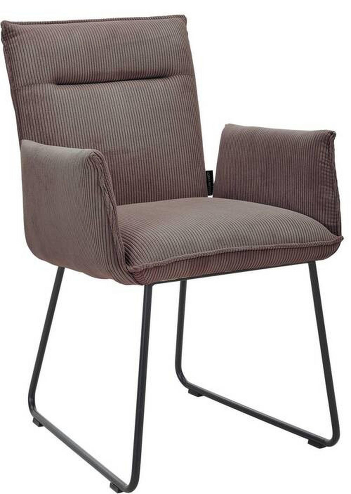 ARMLEHNSTUHL  in Eisen Feincord  - Taupe/Schwarz, Design, Textil/Metall (59/87/62cm) - Johann Jakob