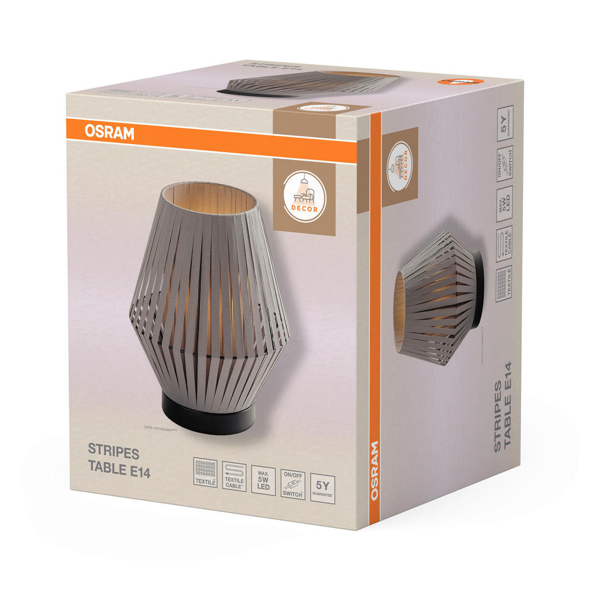 TISCHLEUCHTE 20,5/24,5 cm   - Dunkelgrau, Basics, Textil/Metall (20,5/24,5cm) - Osram