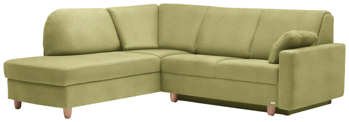 ECKSOFA in Flachgewebe Limette  208/227 cm  - Eichefarben/Limette, KONVENTIONELL, Holz/Textil (208/227cm) - Sedda