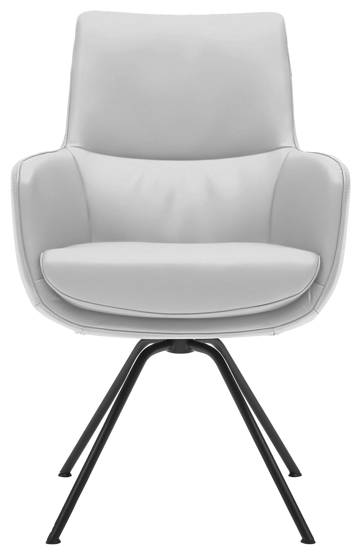 ARMLEHNSTUHL  in Stahl  - Weiss/Schwarz, Design, Leder/Metall (60/90/61cm) - Dieter Knoll