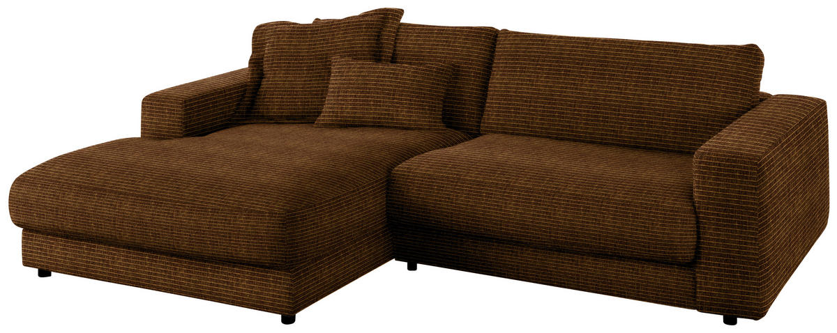 ECKSOFA in Chenille Messingfarben  190/270 cm  - Messingfarben/Schwarz, Design, Kunststoff/Textil (190/270cm) - Lomoco