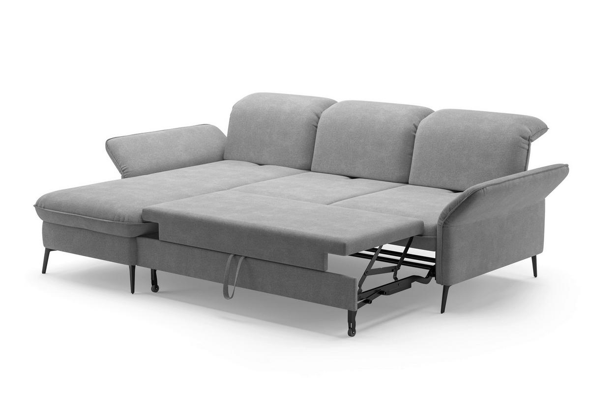 ECKSOFA in Flachgewebe Grau  - Schwarz/Grau, Konventionell, Textil/Metall (198/264cm) - Sit & More