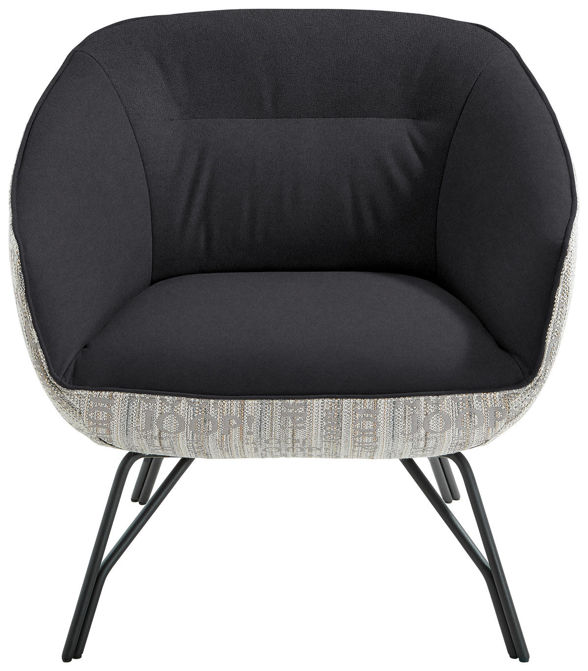 COCKTAILSESSEL - Anthrazit/Grau, Design, Leder/Textil (76/80/73cm) - Joop!