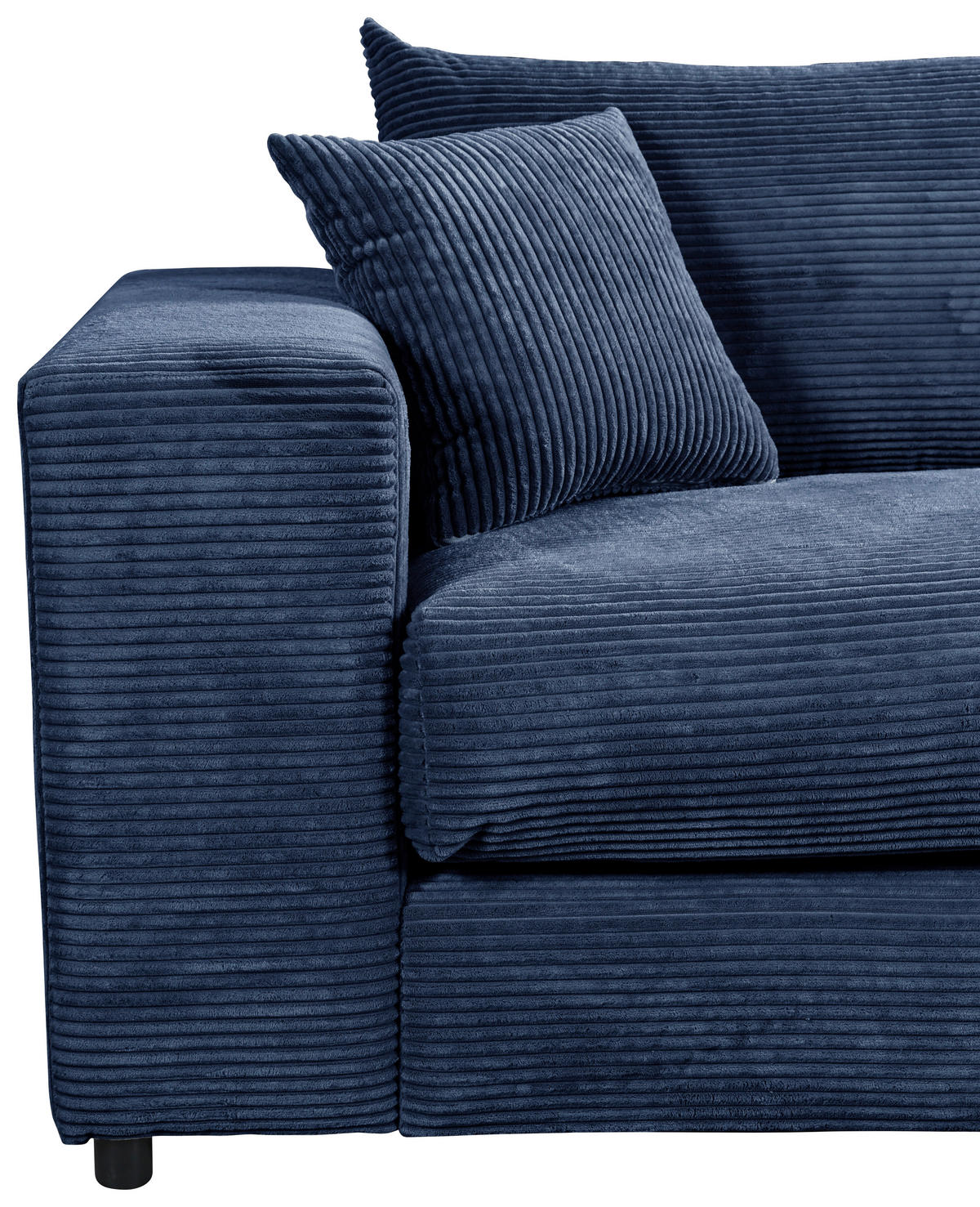 ECKSOFA  Cord, Velours Blau  - Blau/Schwarz, Basics, Kunststoff/Textil (265/180cm) - Livetastic