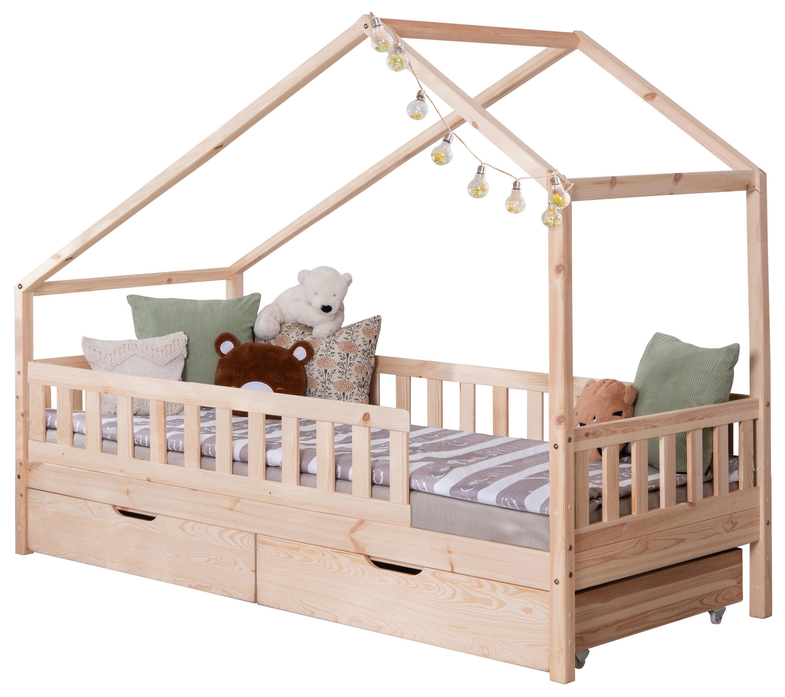 MID.YOU DĚTSKÁ POSTEL SE STŘÍŠKOU, 90/200 cm, přírodní barvy