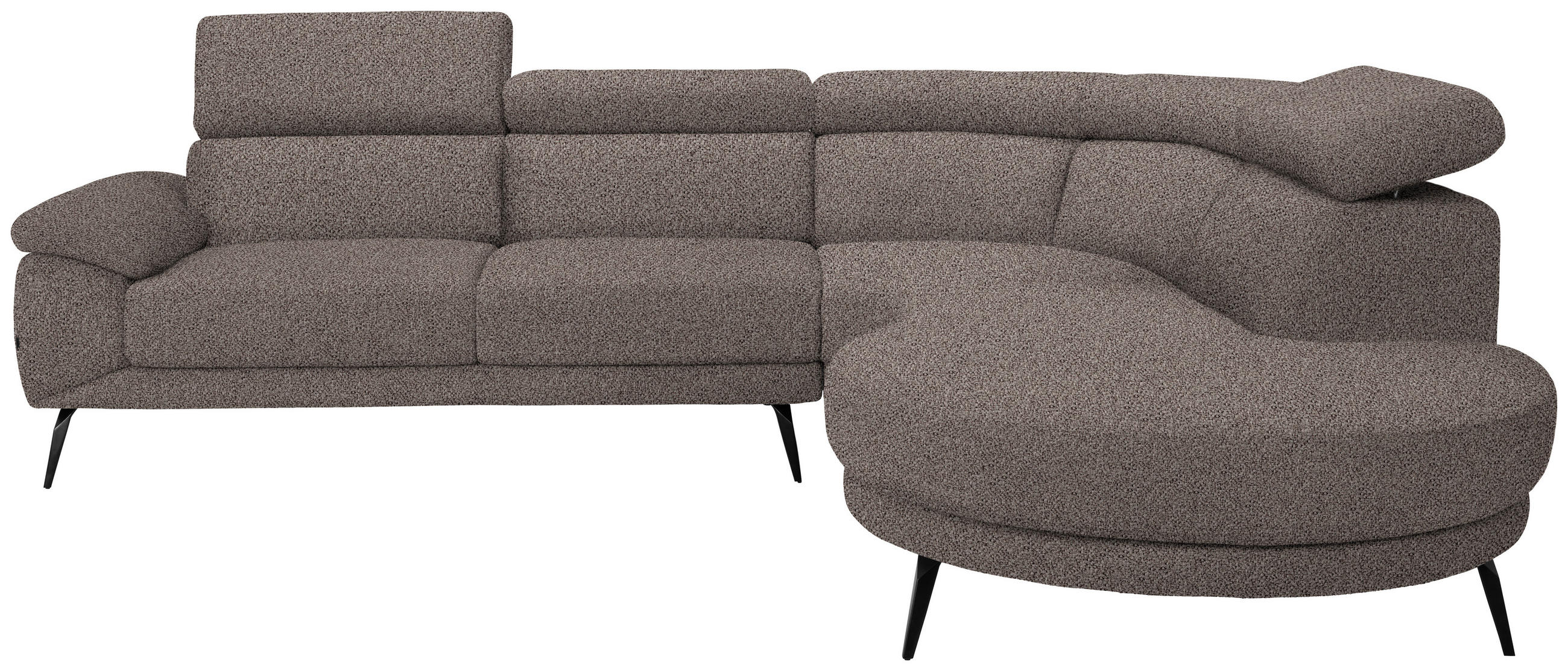 ECKSOFA Graubraun Velours  - Graubraun/Schwarz, Design, Textil/Metall (299/264cm) - Novel