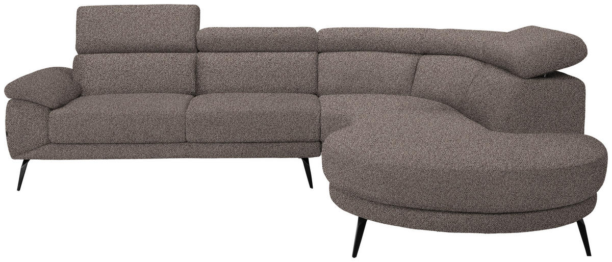 ECKSOFA Graubraun Velours  - Graubraun/Schwarz, Design, Textil/Metall (299/264cm) - Novel
