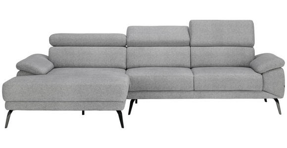 ECKSOFA Grau Velours  - Schwarz/Grau, Design, Textil/Metall (187/295cm) - Novel