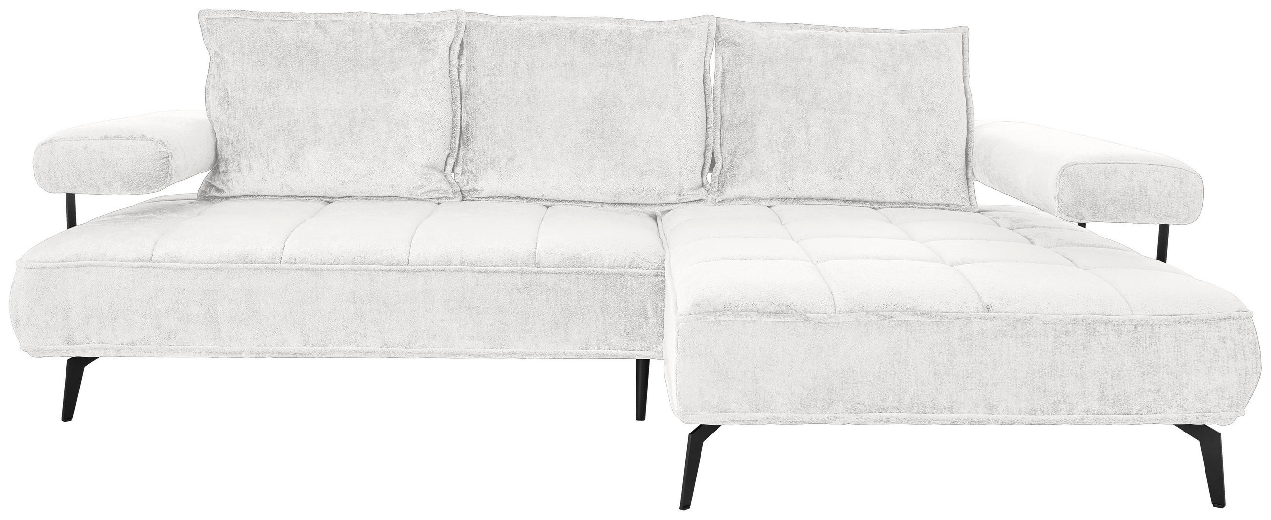 ECKSOFA in Webstoff Weiss  - Weiss/Schwarz, Design, Textil/Metall (266/180cm) - Welnova