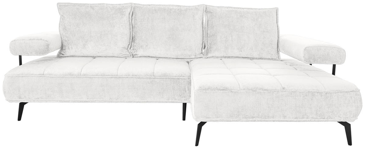 ECKSOFA Weiß Webstoff  - Schwarz/Weiß, Design, Textil/Metall (266/180cm) - Welnova
