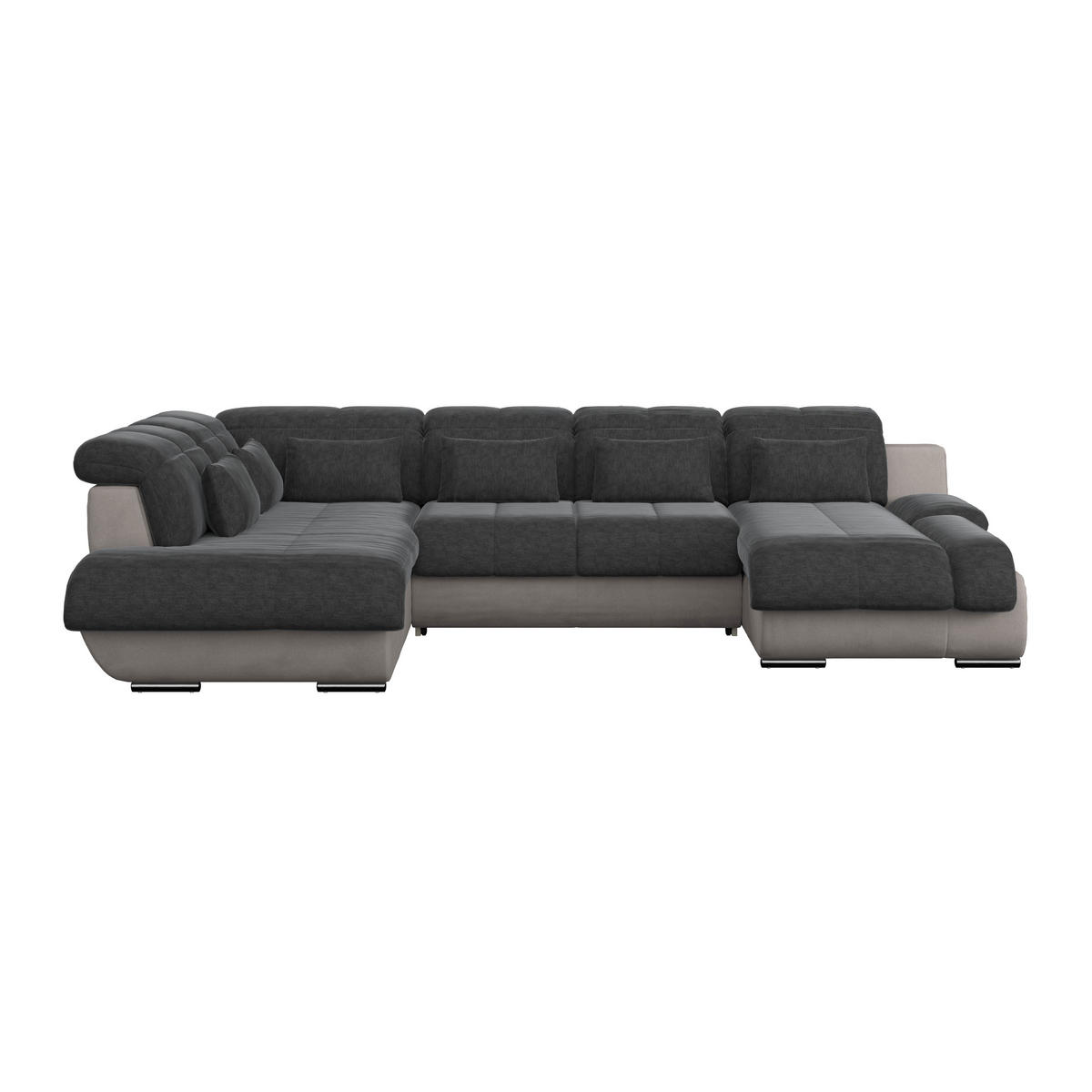 WOHNLANDSCHAFT in Webstoff Anthrazit, Grau  - Chromfarben/Anthrazit, Modern, Textil/Metall (228/345/184cm) - MID.YOU