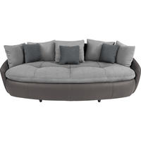 MEGASOFA in Lederlook, Mikrofaser Grau, Hellgrau  - Hellgrau/Schwarz, Lifestyle, Textil (238/80/140cm) - MID.YOU