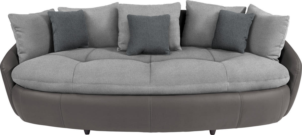 MEGASOFA in Lederlook, Mikrofaser Grau, Hellgrau  - Hellgrau/Schwarz, Lifestyle, Textil (238/80/140cm) - MID.YOU