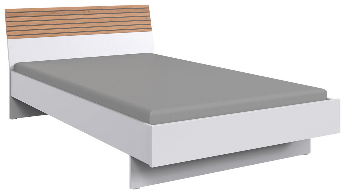 BETT 120/200 cm  Weiss, Eiche Artisan   - Weiss/Eiche Artisan, Design, Holzwerkstoff (120/200cm) - Carryhome