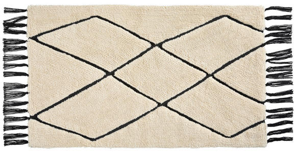 BADEMATTE Schwarz, Elfenbein 60/100 cm  - Elfenbein/Schwarz, Textil (60/100cm) - Esposa