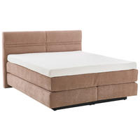 BOXSPRINGBETT 180/200 cm,  in Rotbraun, gepolstertes Kopfteil, Topper, Matratzen, H2 + H3 = mittel + fest  - Rotbraun/Schwarz, MODERN, Holzwerkstoff/Textil (180/200cm) - Hukla