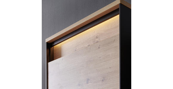 GARDEROBENSCHRANK 60/200/38 cm  - Eichefarben/Schwarz, Design, Holzwerkstoff (60/200/38cm) - Voleo