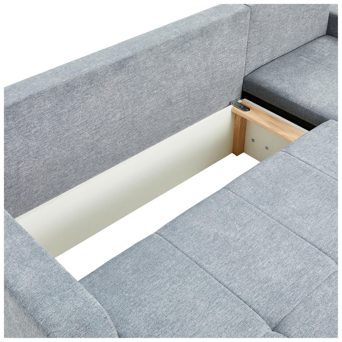 ECKSOFA in Webstoff Grau  - Schwarz/Grau, Konventionell, Kunststoff/Textil (235/158cm) - P & B