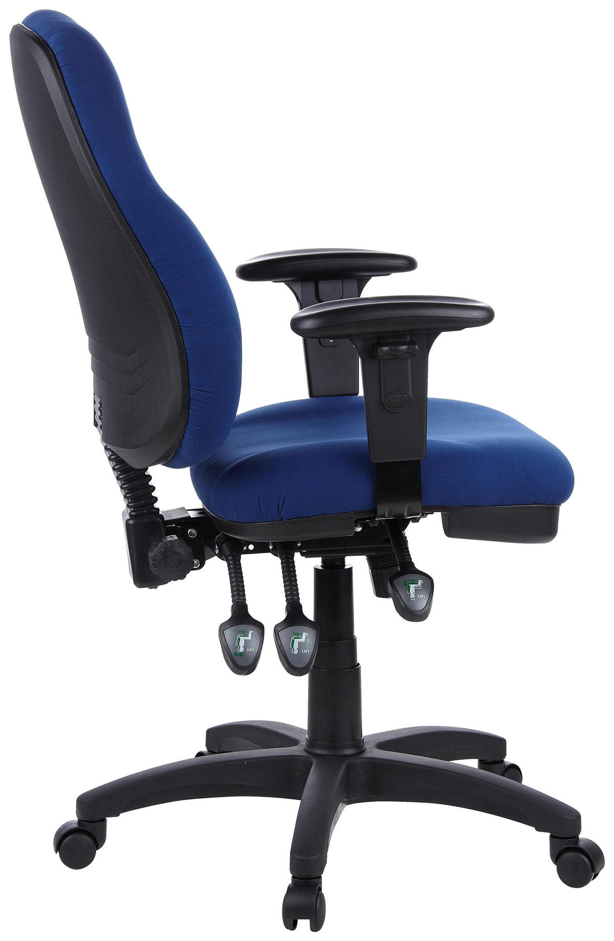 OTOČNÁ ŽIDLE, plochá tkanina, modrá, černá - modrá/černá, Basics, textil/plast (58/121/46cm) - MID.YOU