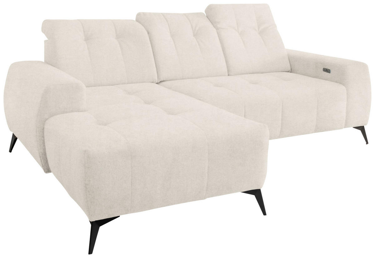 ECKSOFA in Mikrofaser Creme  - Creme/Schwarz, Modern, Textil/Metall (180/258cm) - Livetastic