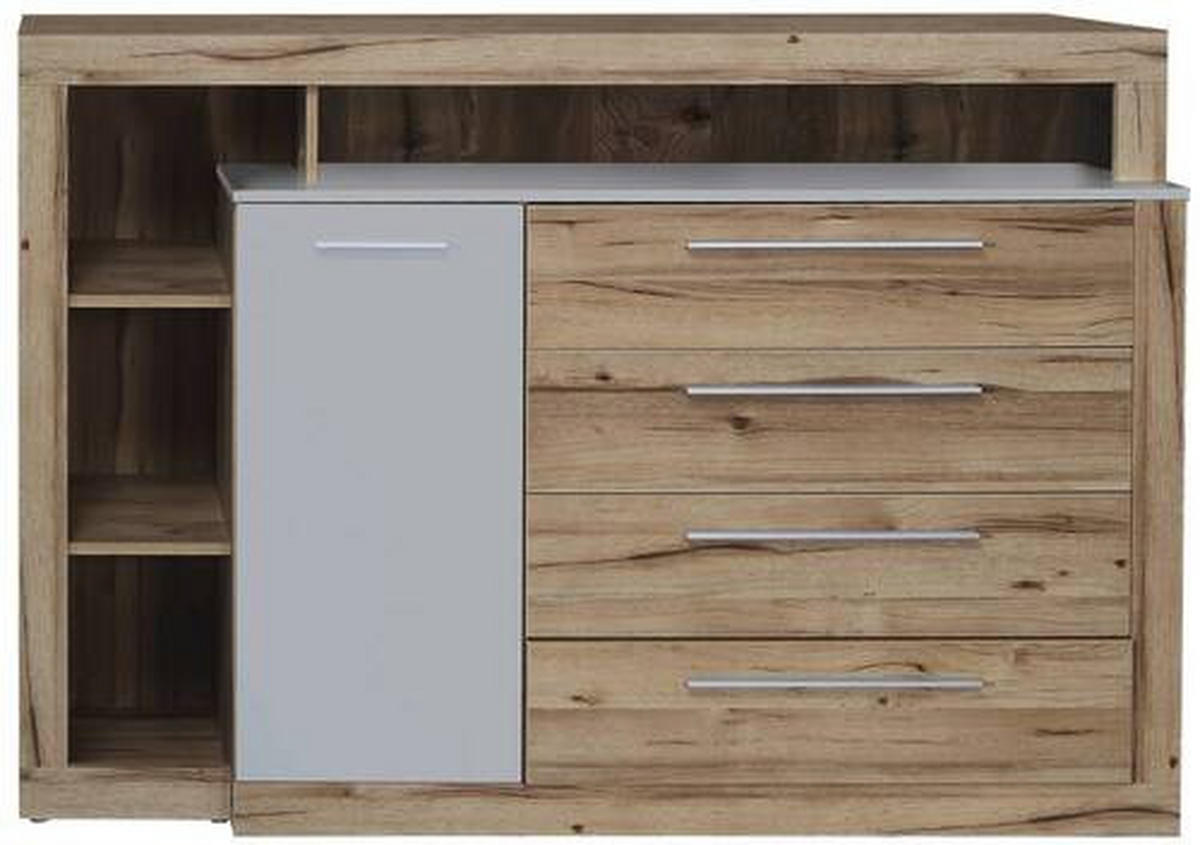 SIDEBOARD 161/107/43 cm  in Grau, Eiche Artisan  - Alufarben/Eiche Artisan, Konventionell, Holzwerkstoff/Kunststoff (161/107/43cm) - Ti'me