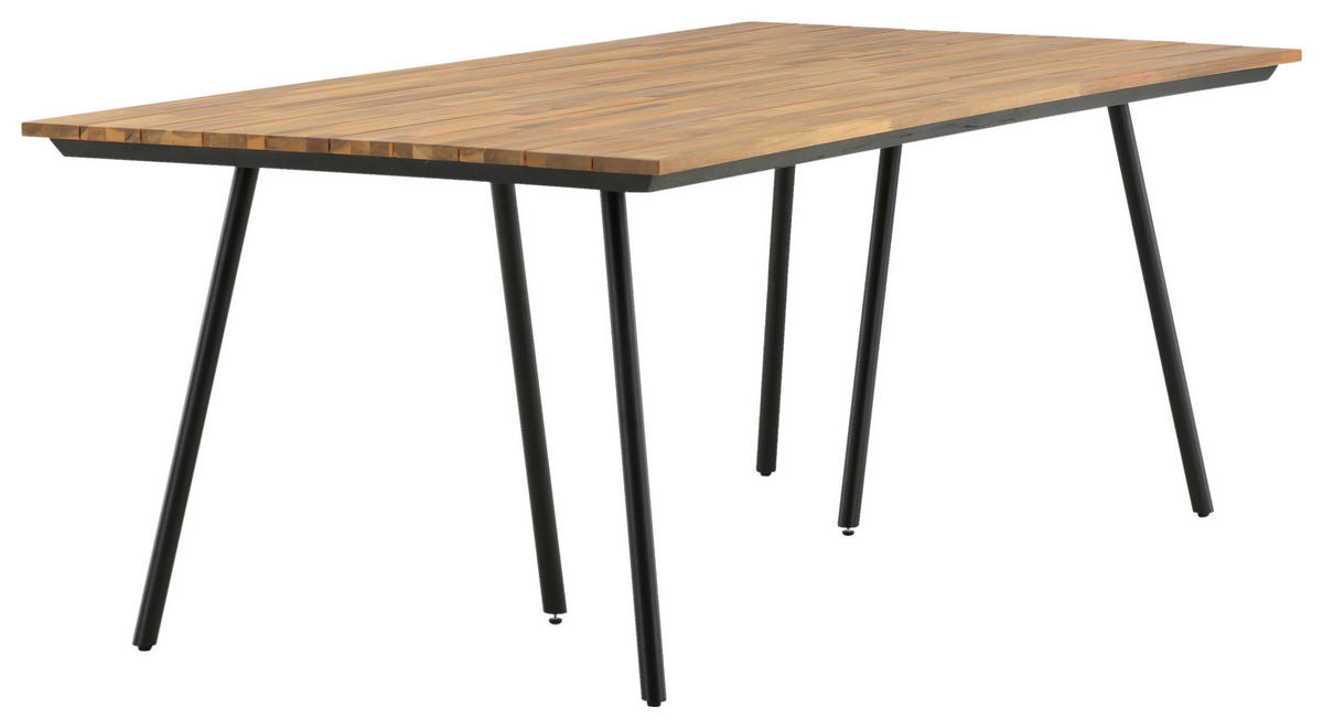GARTENTISCH 200/100/74 cm Holz, Metall rechteckig  - Schwarz/Teakfarben, KONVENTIONELL, Holz/Metall (200/100/74cm) - Gardenson