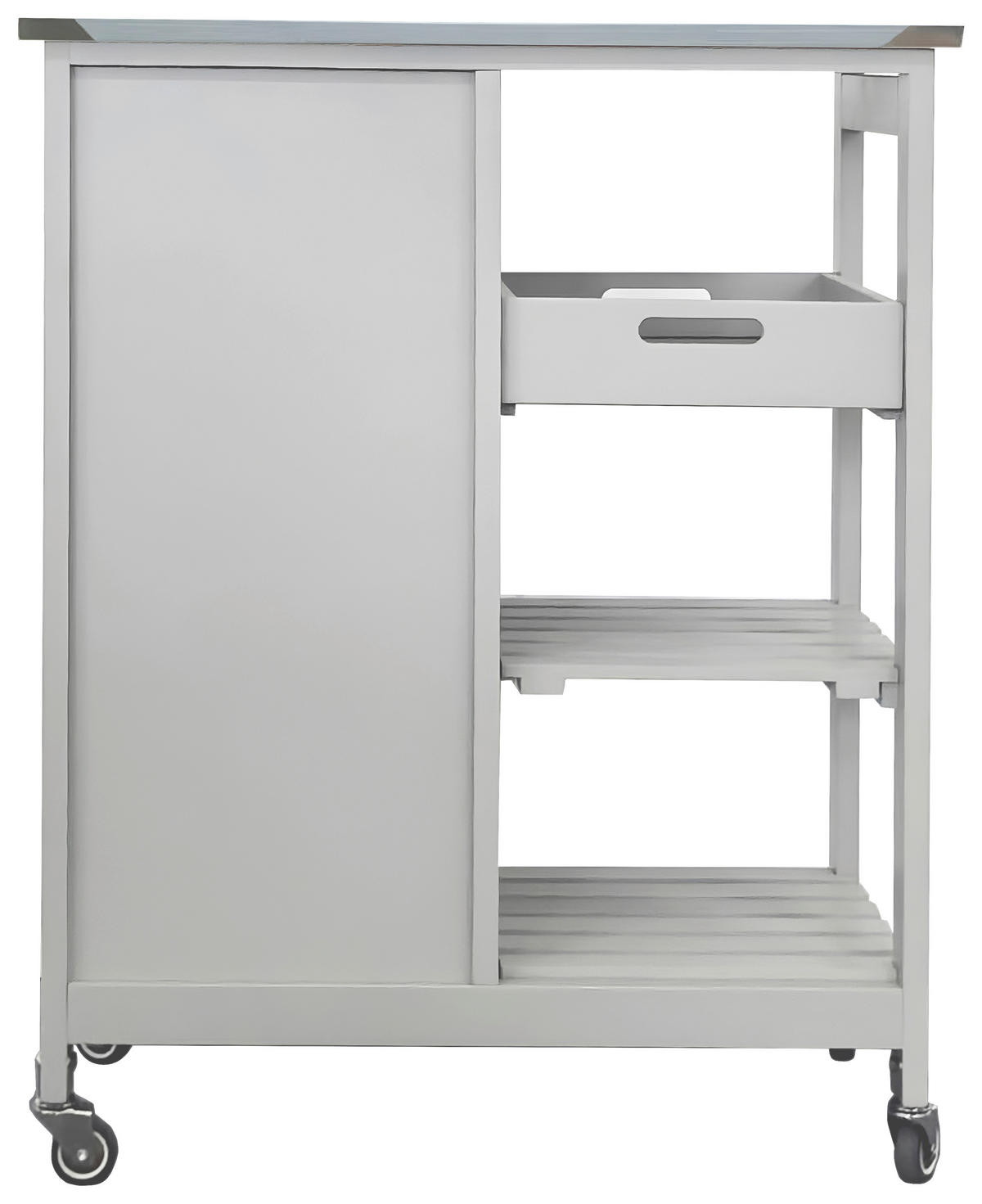 SERVIERWAGEN Weiß  - Silberfarben/Schwarz, Basics, Holzwerkstoff/Kunststoff (67/84/37cm) - MID.YOU